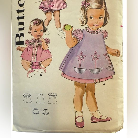 Rare Butterick Topper set & pinafore Pattern - size 1/2, 6 mos, 1960’s - Picture 6 of 7